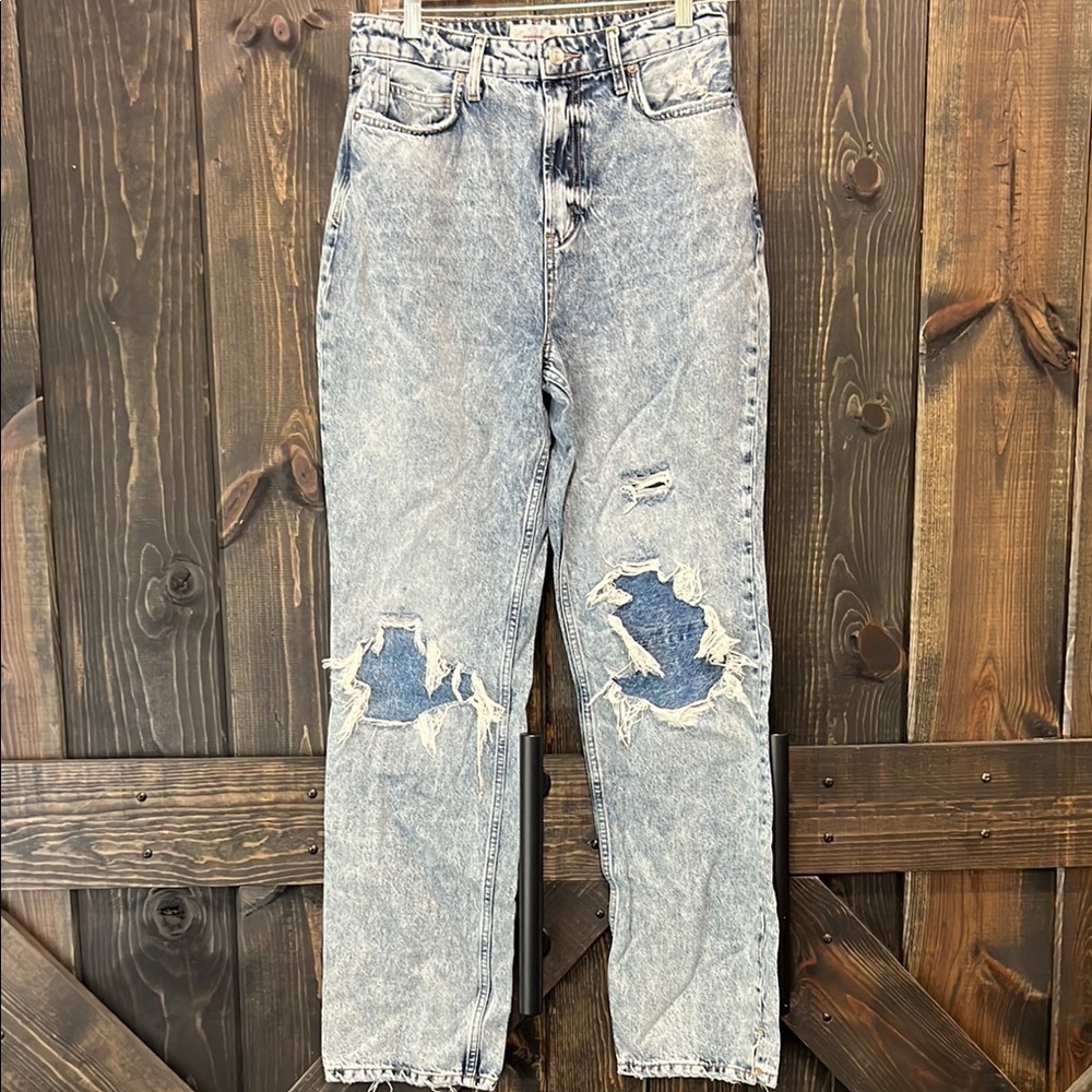 We The Free People My Own Lane Bootcut Jeans 30 Acid Wash Distressed Boho Grunge